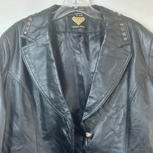 Sarah Kern Black Leather Studded Blazer Jacket Rocker Moto Edgy thumbnail 4
