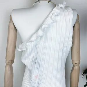 Elliatt Italianate One Shoulder Pleated Dress in Ivory thumbnail 5