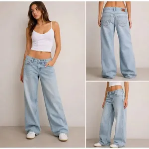 Hollister Low Rise Baggy Jeans W26 Short Light Wash Y2K Wide Leg thumbnail 2
