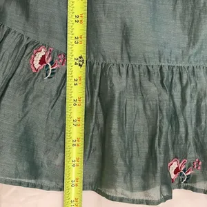 Tularosa Carson Caledon Green Silk Cotton Embroidered Tunic Mini Dress XS thumbnail 11