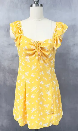 Lulus Sunny Paradise Womens Dress Large Milkmaid Mini Cottage‎ Coquette Ruffled thumbnail 1