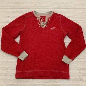 Antigua Red‎ Wings Hockey Sweatshirt Lace Up V-Neckline Size Medium M thumbnail 1