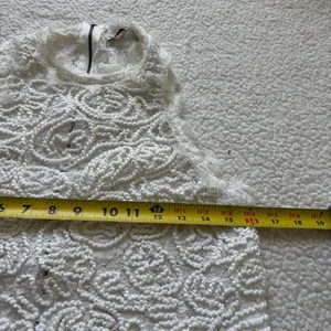 Zara Trafaluc White Cord Embroidered Lace Halter Crop Top L Sheer Boho Coquette thumbnail 4