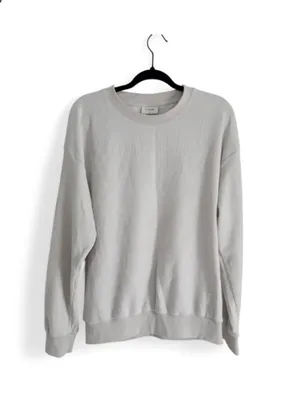 Comfrt Women's Waffle Knit long Sleeve Loungewear Sweater Beige Size Med thumbnail 2