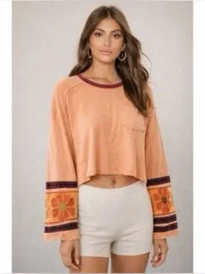 We the free people Sidney Lagenlook boho cottage floral wide sleeve oversize tee thumbnail 2