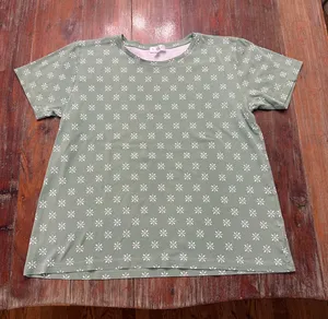 LAKE Pajamas Green White Geometric Leaf Short Sleeve Loungewear Pima Cotton L thumbnail 1