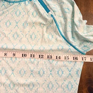 Cabana Life Women Rash Guard Long Sleeve Teal Geometric Quarter Zip Swim Top Med thumbnail 11