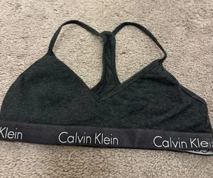 Calvin Klein Black Racerback Bralette with Logo Band thumbnail 1