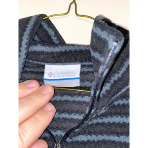 Women's Columbia Blue Gray Stripe 1/4 Zip Pullover Sweatshirt‎ Size Large thumbnail 2