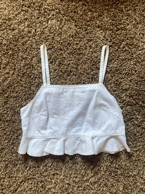 Forever 21 White Denim Cropped Babydoll Tank thumbnail 1