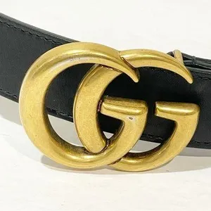 GUCCI Women’s Belt GG Marmont Leather Black Gold Hardware Leather‎ 75/30 thumbnail 2