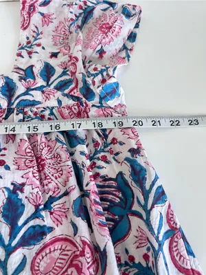 NWT Livro Women's Floral Print Tiered Maxi Dress Flutter Sleeves Pink Blue thumbnail 5