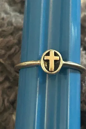 Cross ring 925 sterling silver z13 size 9 thumbnail 1