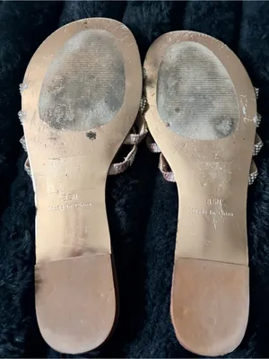 Steve Madden Nude/Tan Rhinestone Slide Sandals thumbnail 4