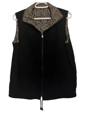 Reversible Vest Women's Black Side/Animal Print Side with‎ Pockets Size Unknown thumbnail 1