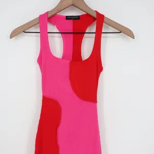 Naked Wardrobe Pink Red Colorblock Ribbed Racerback Midi Dress XS thumbnail 3