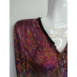 Lauren Ralph Lauren Purple Multicolor Abstract Top‎ Womens Large Bohemian Retro thumbnail 5