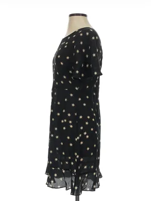 NWOT Pam & Gela Black & White Star Print Washed 100% Silk Flutter Sleeve Dress 6 thumbnail 8