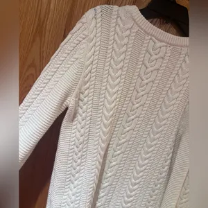 Banana Republic Ivory Chunky Cable Knit Crew Neck Button-Shoulder‎ Sweater Small thumbnail 8