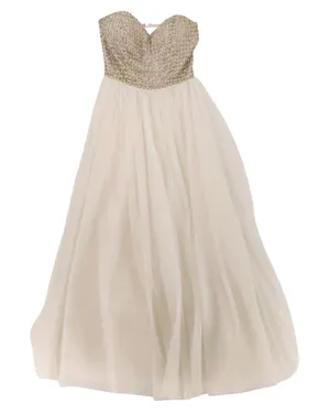 Beaded Crystal Tulle‎ Strapless Gown Womens Size 0 Prom Formal Y2K Wedding Dress thumbnail 1