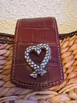 Brighton brand Woven Straw Shoulder Bag with Heart Accent - Natural thumbnail 4