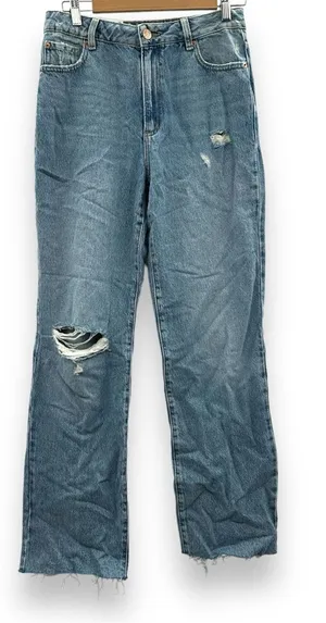 Garage Denim Droite 90s Straight Leg Light Wash Distressed‎ Raw Hem Jeans Sz 27 thumbnail 1