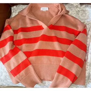 Velvet striped collared sweater thumbnail 1