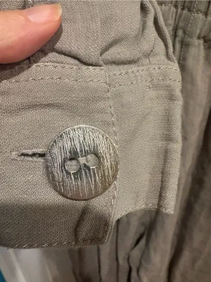 Zara utility coverall jumpsuit M taupe zipper elastic waist safari linen blend thumbnail 4