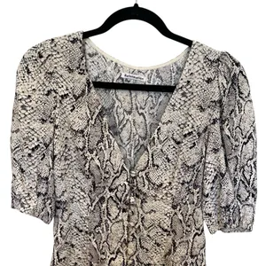 New Reformation Eliana Button Down Top In Snakeskin thumbnail 4