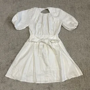 Reformation Irwin Dress Womens 2 White Linen Lined Open Back Mini Party thumbnail 8