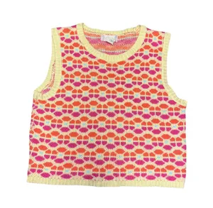 Altar'd State Pink and Orange Knit Retro Sweater Small thumbnail 1
