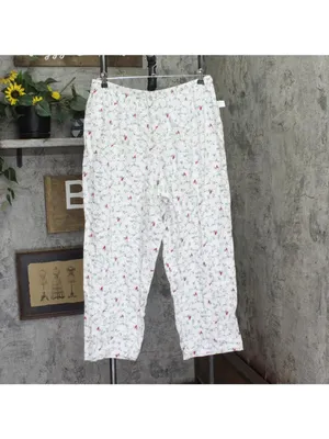 NWT Charter Club Printed Flannel Pajama Set Delicate Cardinal White Multi 1X thumbnail 5
