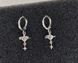 CZ Star Love Heart Dangle Drop Earrings for Women thumbnail 2