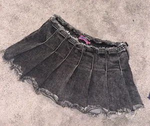 Edikted Pleated Denim Mini Skirt thumbnail 3