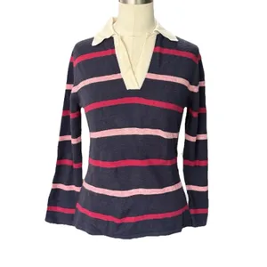 American Eagle sz Small NWT Striped Collared Preppy Y2K light Sweater thumbnail 9