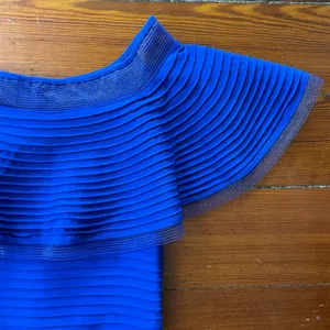 Tadashi Shoji Tobara Pintucked Off Shoulder Ruffle Dress Electric Blue~ XS 🧡🎀 thumbnail 14