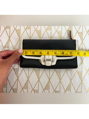 Coach Black Leather Wallet with White Trim and Buckle thumbnail 10