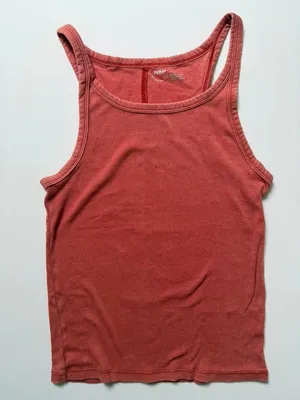 Aerie Casual Basic Women's Ribbed Racerback Tank Top in Burnt Orange Red Large thumbnail 1