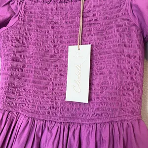 Cleobella NEW Kaiya Tiered Cotton Smocked Ruffle Sleeve Midi Dress Azalea thumbnail 5