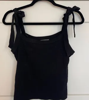 Chelsea & Violet Black Tank Top with Bow Straps thumbnail 1