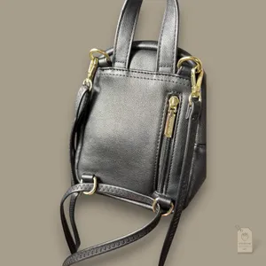 Black Mini Backpack Convertible Crossbody Bag | Gold-Tone Hardware thumbnail 4