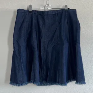 Alter’d State Denim Mini Skirt A-Line Frayed Hem Blue L NWOT thumbnail 2