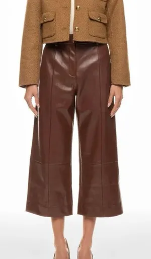Jason Wu Wide Leg Cropped Faux Leather pants Size 4 thumbnail 1
