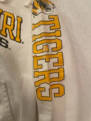 Univ of Missouri Mizzou White Hoodie Sweatshirt Sz Sm thumbnail 3