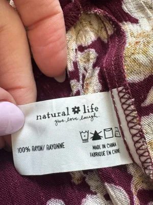 Natural Life - Burgundy Floral Maxi DressBoho Smocked Rayon Midi Maxi Sz XS/S thumbnail 8