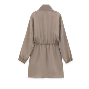 Zara Utility Mini Dress‎ Womens XS Taupe Minimalist Workwear Earthly Modern Chic thumbnail 2