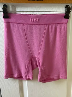 Skims Cotton Rib Boxer Shorts in Sugar Pink thumbnail 2