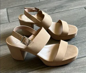 Tan Minimalist Sandals with Ankle Strap Size 6.5 thumbnail 1