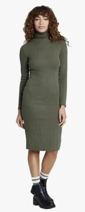 WILD FABLE | Olive Green Long Sleeve Ribbed‎ Fall Winter Christmas Knit Dress, S thumbnail 1