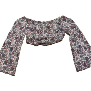 Billabong White Floral Clinched Crop Top Women's Large Multicolor Long Sleeve thumbnail 2